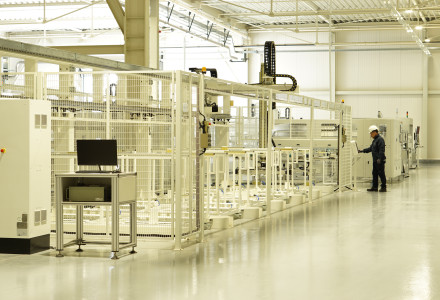 A panoramic view of Brite Solar’s production floor, where advanced solar technology comes to life.